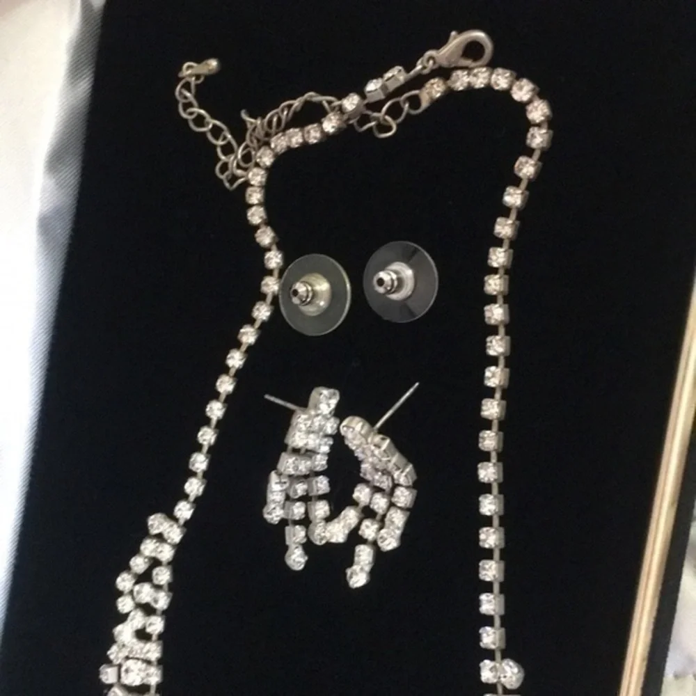 Rhinestone Necklace collar & Earrings Set crystal - Picture 16 of 16